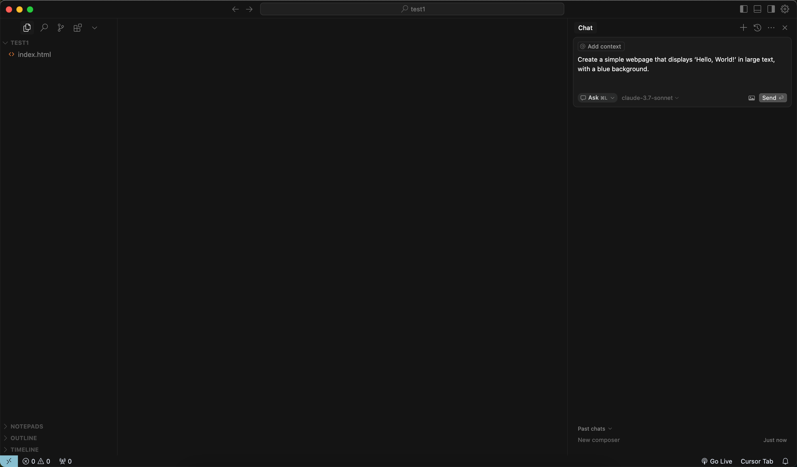 Cursor AI prompt interface